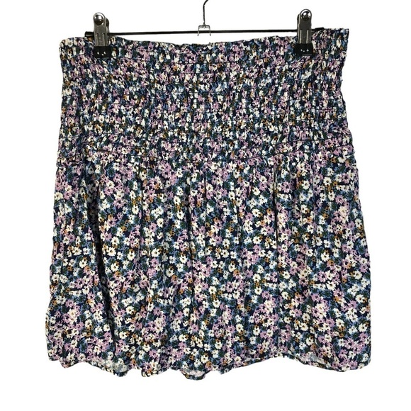 Arizona Purple & Blue Ditsy Floral Smocked Mini Skirt M - Picture 1 of 4